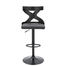 Load image into Gallery viewer, Grey Faux Leather Stylish Curved Back Bar Stool