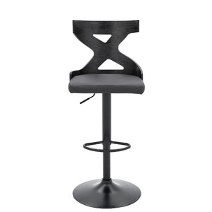 Grey Faux Leather Stylish Curved Back Bar Stool