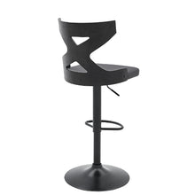 Load image into Gallery viewer, Grey Faux Leather Stylish Curved Back Bar Stool