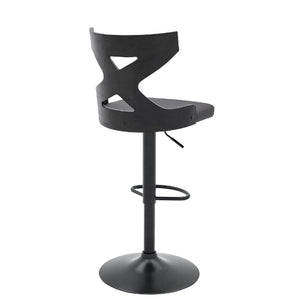 Grey Faux Leather Stylish Curved Back Bar Stool