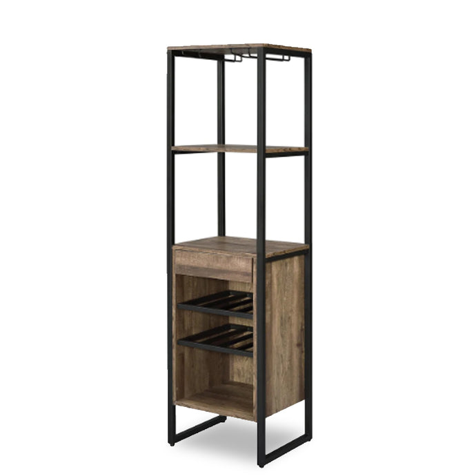 Industrial Wood And Metal Wine Rack With 3 Compartments In Brown And Black - BM211138