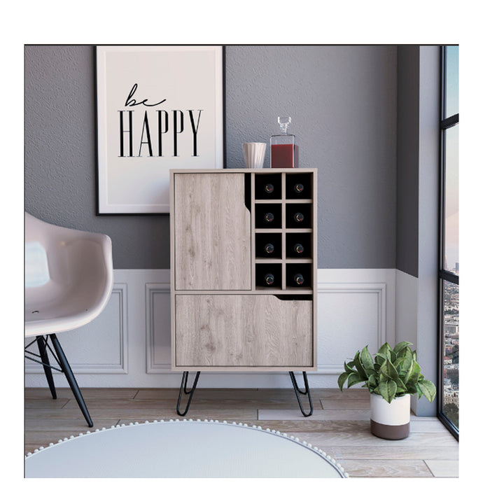 Light Gray Bar Cabinet with Two Doors