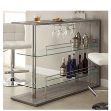 Load image into Gallery viewer, Radiant Rectangular Bar Table With 2 Shelves And Wine Holder, Gray - BM158033