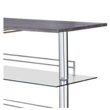 Load image into Gallery viewer, Radiant Rectangular Bar Table With 2 Shelves And Wine Holder, Gray - BM158033