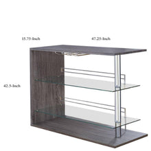 Load image into Gallery viewer, Radiant Rectangular Bar Table With 2 Shelves And Wine Holder, Gray - BM158033