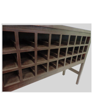 Rectangular Wooden Wine Cabinet With Multiple Storage Slots, Brown