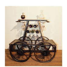 Load image into Gallery viewer, Rustic Black Rail Car Bar Cart