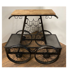 Load image into Gallery viewer, Rustic Black Rail Car Bar Cart