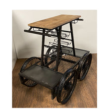 Load image into Gallery viewer, Rustic Black Rail Car Bar Cart