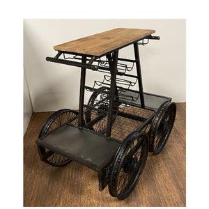 Rustic Black Rail Car Bar Cart