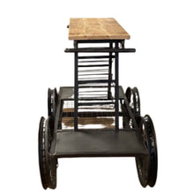 Load image into Gallery viewer, Rustic Black Rail Car Bar Cart