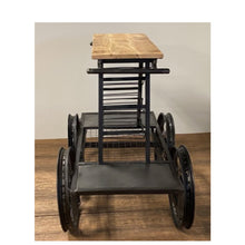 Load image into Gallery viewer, Rustic Black Rail Car Bar Cart