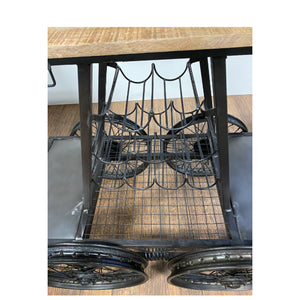 Rustic Black Rail Car Bar Cart