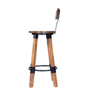 Industrial Wood And Metal Bar Stool