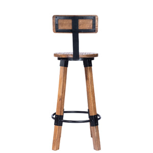 Industrial Wood And Metal Bar Stool