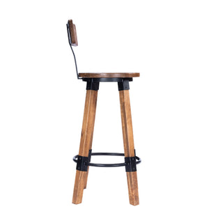 Industrial Wood And Metal Bar Stool