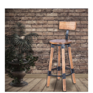 Industrial Wood And Metal Bar Stool