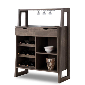 Stylish Wooden Wine Cabinet With Sled Legs And Spacious Storage, Brown - BM196199