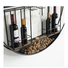 Load image into Gallery viewer, Vintage Decorative Modern Black Metal Round Wall Mounted Wine Display Rack