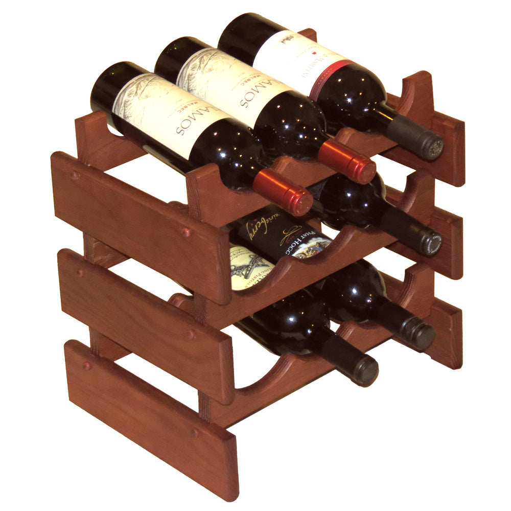 Solid Oak 9 Bottle Wine Rack (4 Colors)