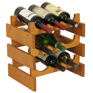 Solid Oak 9 Bottle Wine Rack (4 Colors)