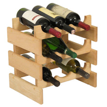 Load image into Gallery viewer, Solid Oak 9 Bottle Wine Rack (4 Colors)