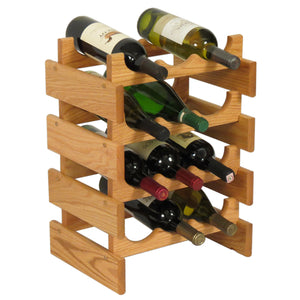 Solid Oak 12 Bottle Wine Rack (4 Colors)