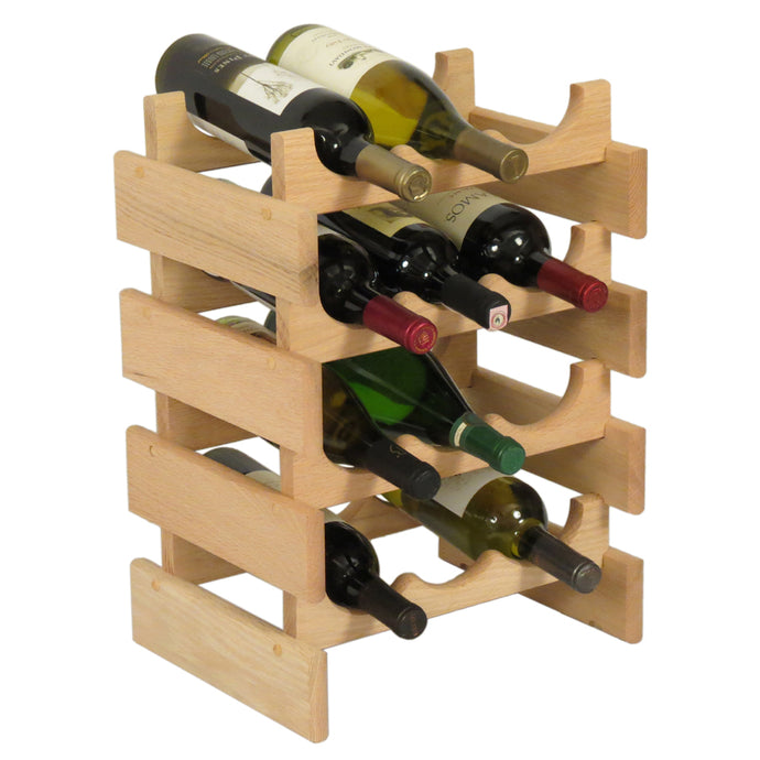 Solid Oak 12 Bottle Wine Rack (4 Colors)