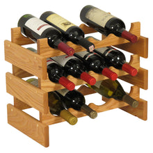 Load image into Gallery viewer, Solid Oak 12 Bottle Wine Rack (4 Colors)