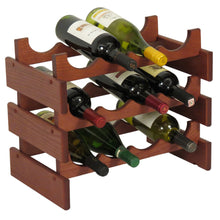 Load image into Gallery viewer, Solid Oak 12 Bottle Wine Rack (4 Colors)