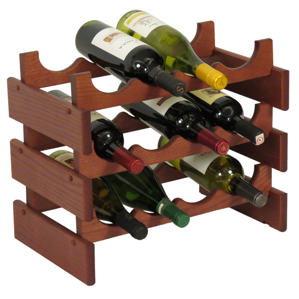 Solid Oak 12 Bottle Wine Rack (4 Colors)