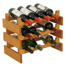 Load image into Gallery viewer, Solid Oak 12 Bottle Wine Rack (4 Colors)