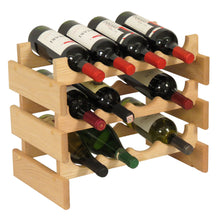 Load image into Gallery viewer, Solid Oak 12 Bottle Wine Rack (4 Colors)