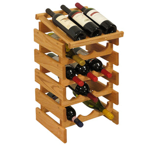 Solid Oak 15 Bottle Wine Rack with Display (4 Colors)