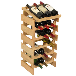 Solid Oak 18 Bottle Wine Rack with Display Top (4 Colors)