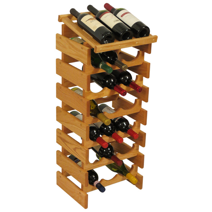 Solid Oak 21 Bottle Wine Rack with Display Top (4 Colors)