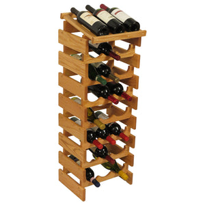 Solid Oak 24 Bottle Wine Rack with Display Top (4 Colors)