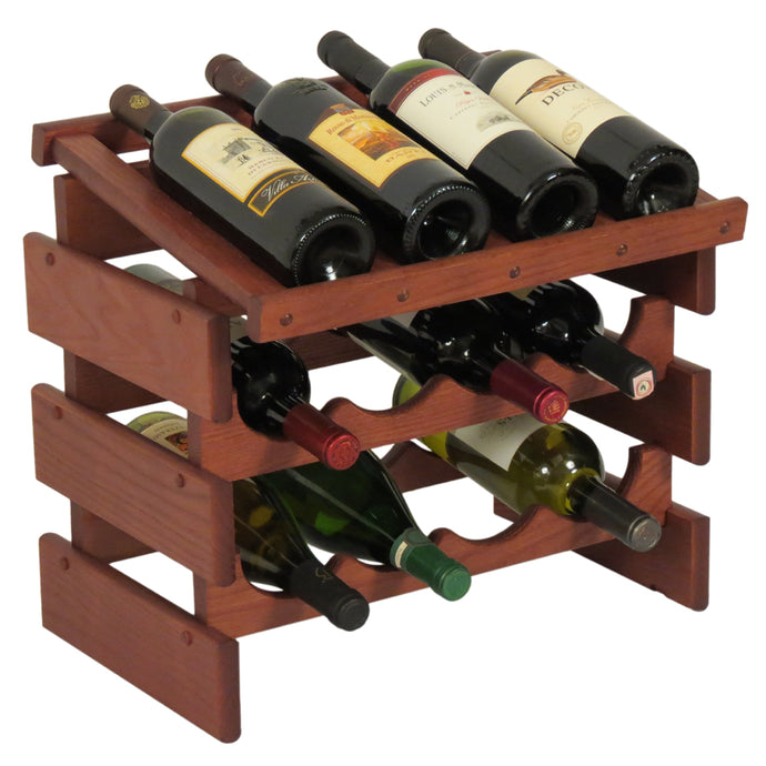 Solid Oak 12 Bottle Wine Rack with Display Top (4 Colors)