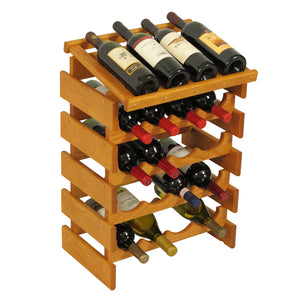 Solid Oak 20 Bottle Wine Rack with Display Top (4 Colors)