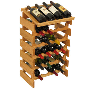 Solid Oak 24 Bottle Wine Rack with Display Top (4 Colors)