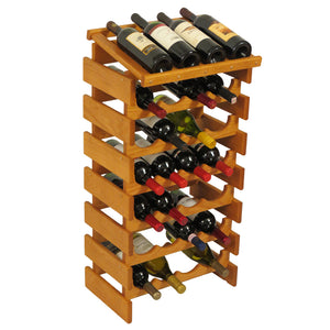 Solid Oak 28 Bottle Wine Rack with Display Top (4 Colors)