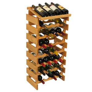 Solid Oak 32 Bottle Wine Rack with Display Top (4 Colors)