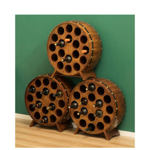 Wooden Round Shaped Wine Barrel Wine Rack