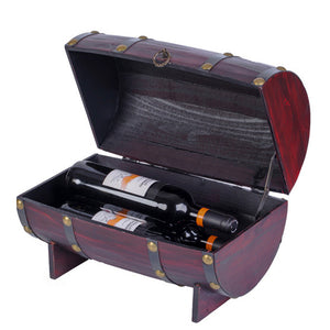 Wooden Wine Barrel Shaped Treasure Chest Vintage Decorative Wine Holder, Cherry