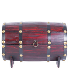 Load image into Gallery viewer, Wooden Wine Barrel Shaped Treasure Chest Vintage Decorative Wine Holder, Cherry