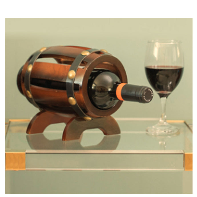 Wooden Wine Barrel Shaped Vintage Decorative Single Bottle Wine Holder