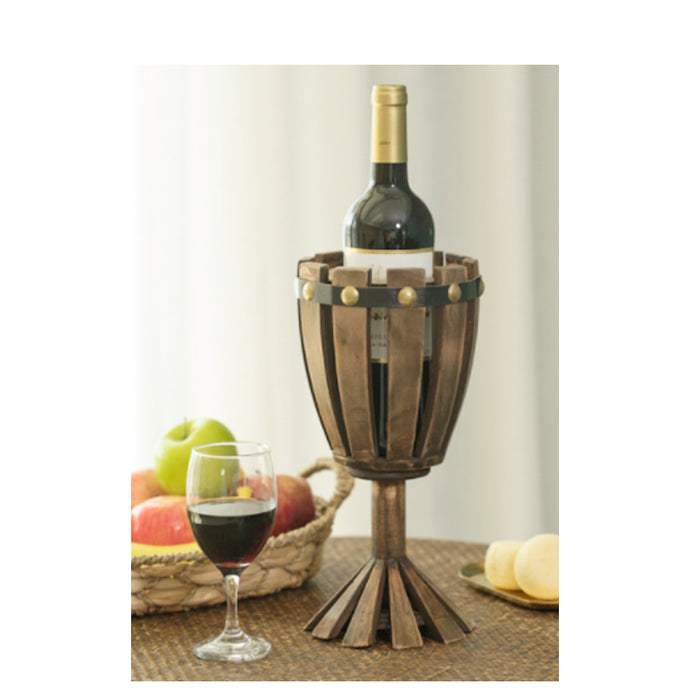 Wooden Wine Goblet Shaped Vintage Decorative Single Bottle Wine Holder